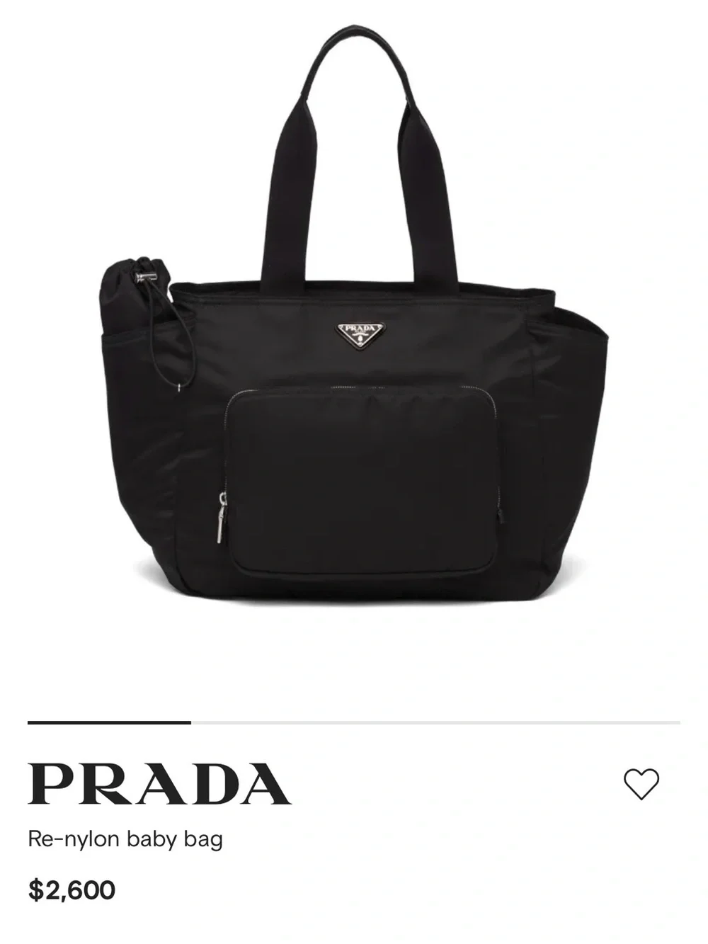 Prada Black Re-Nylon Tote Baby Bag
